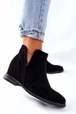 Online Damskie buty S.Barski Botki Damskie Na Koturnie S.Barski Joiva Czarne