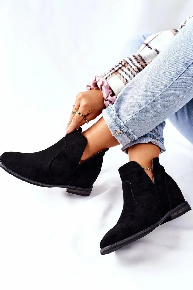 Online Damskie buty S.Barski Botki Damskie Na Koturnie S.Barski Joiva Czarne