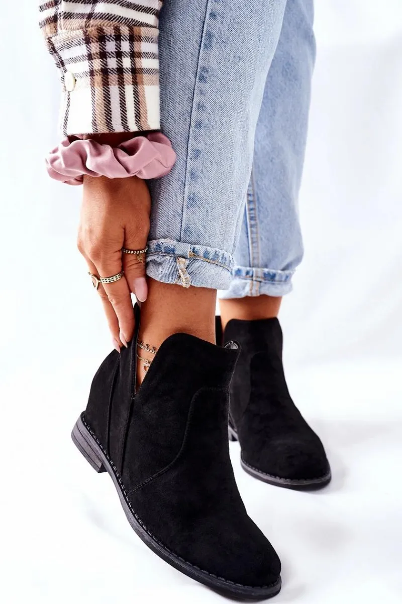 Online Damskie buty S.Barski Botki Damskie Na Koturnie S.Barski Joiva Czarne