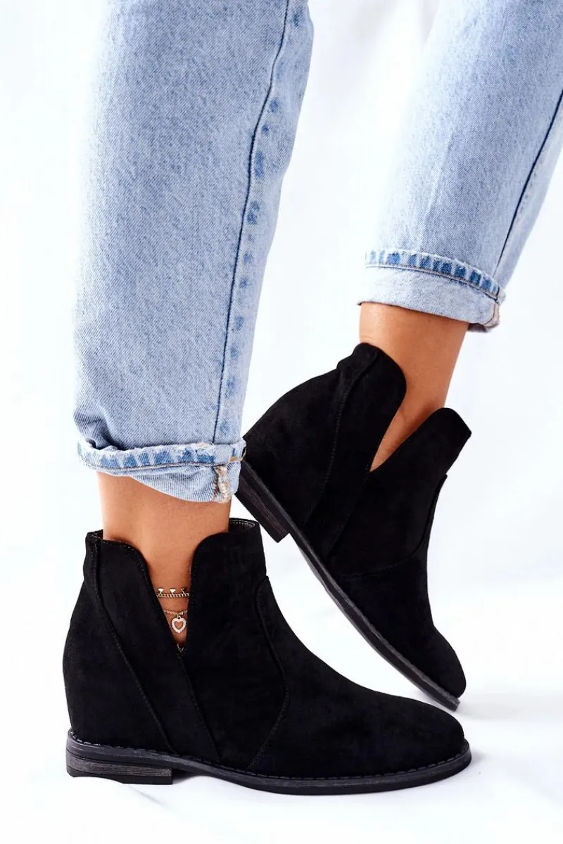 Online Damskie buty S.Barski Botki Damskie Na Koturnie S.Barski Joiva Czarne