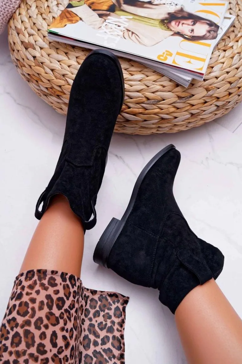 Botki Na Koturnie|Botki Zimowe Damskie>Boto Botki Damskie Na Koturnie Płaski Obcas Ocieplane Za Kostkę Czarne Demini