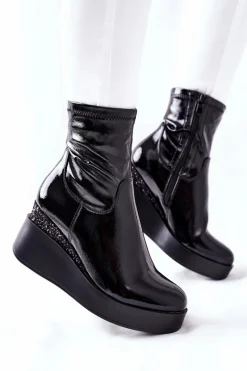 Botki Na Koturnie|Czarne Botki><noscript><img width=