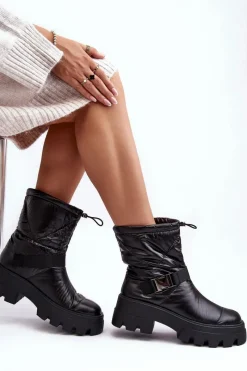 Discount Boto Botki Damskie Na Masywnej Podeszwie I Płaskim Obcasie Czarne Werikse Czarny