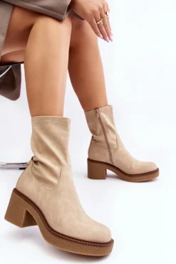 Botki Zimowe Damskie|Brązowe I Beżowe Botki><noscript><img width=