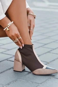 Hot Boto Botki Damskie Na Masywnym Słupku Na Zamek Brązowe Delvane Brązowy