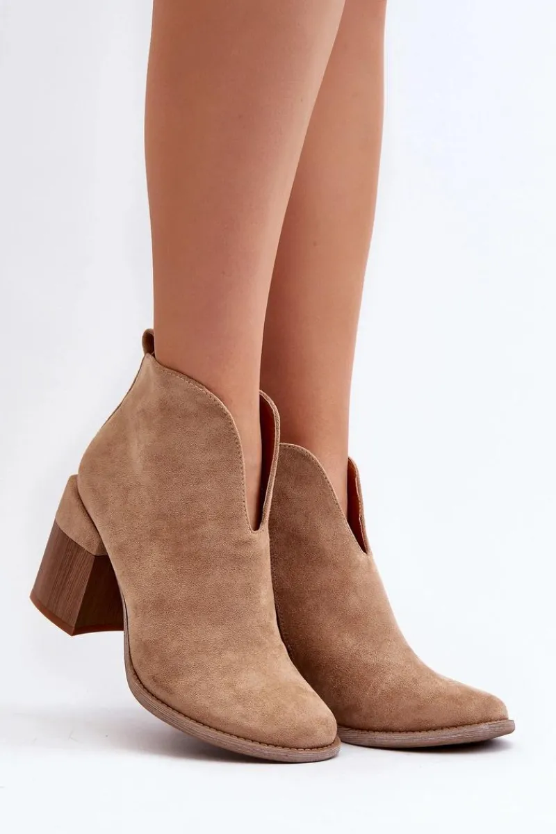 Botki Damskie Na Masywnym Obcasie Beżowe Nolira Damskie Botki Wiosenne|Botki Ażurowe