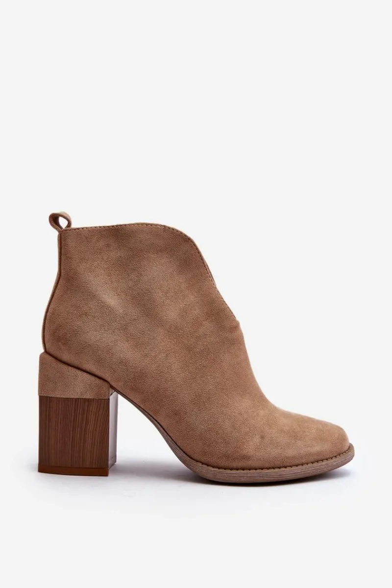 Botki Damskie Na Masywnym Obcasie Beżowe Nolira Damskie Botki Wiosenne|Botki Ażurowe