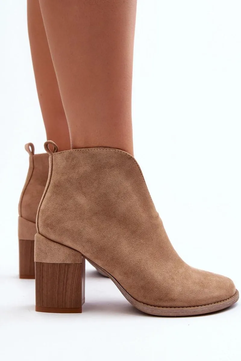 Botki Damskie Na Masywnym Obcasie Beżowe Nolira Damskie Botki Wiosenne|Botki Ażurowe