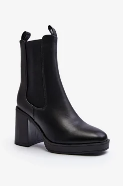 Online Botki Damskie Na Masywnym Obcasie Czarne Piovere Damskie Czarne Botki|Botki Na Obcasie