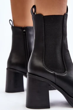 Online Botki Damskie Na Masywnym Obcasie Czarne Piovere Damskie Czarne Botki|Botki Na Obcasie