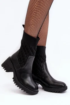 Czarne Botki|Botki Na Obcasie><noscript><img width=