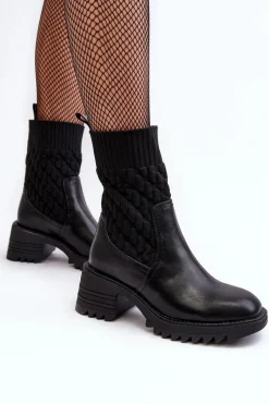 Czarne Botki|Botki Na Obcasie><noscript><img width=