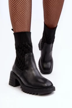 Czarne Botki|Botki Na Obcasie><noscript><img width=