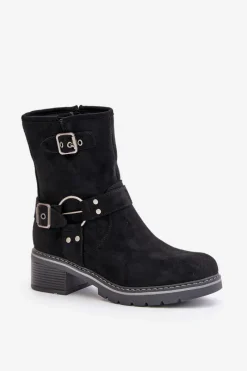 Discount Botki Damskie Na Niskim Obcasie Z Klamrami Czarne Zudra Damskie Brązowe I Beżowe Botki|Botki Na Obcasie