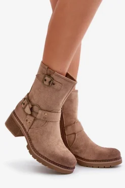 Brązowe I Beżowe Botki|Botki Na Obcasie><noscript><img width=