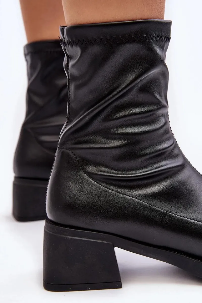 Botki Damskie Na Niskim Obcasie Czarne Aphroteia Damskie Botki Ocieplane|Czarne Botki