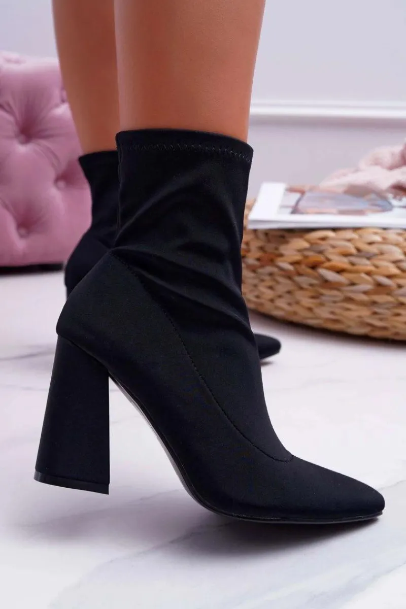 Botki Na Słupku|Botki Na Obcasie>Boto Botki Damskie Na Obcasie Wsuwane Czarne Pontiac