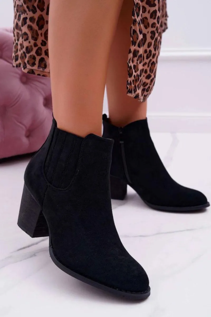 Botki Na Słupku|Botki Zimowe Damskie>Boto Botki Damskie Na Obcasie Zamszowe Czarne Gomen