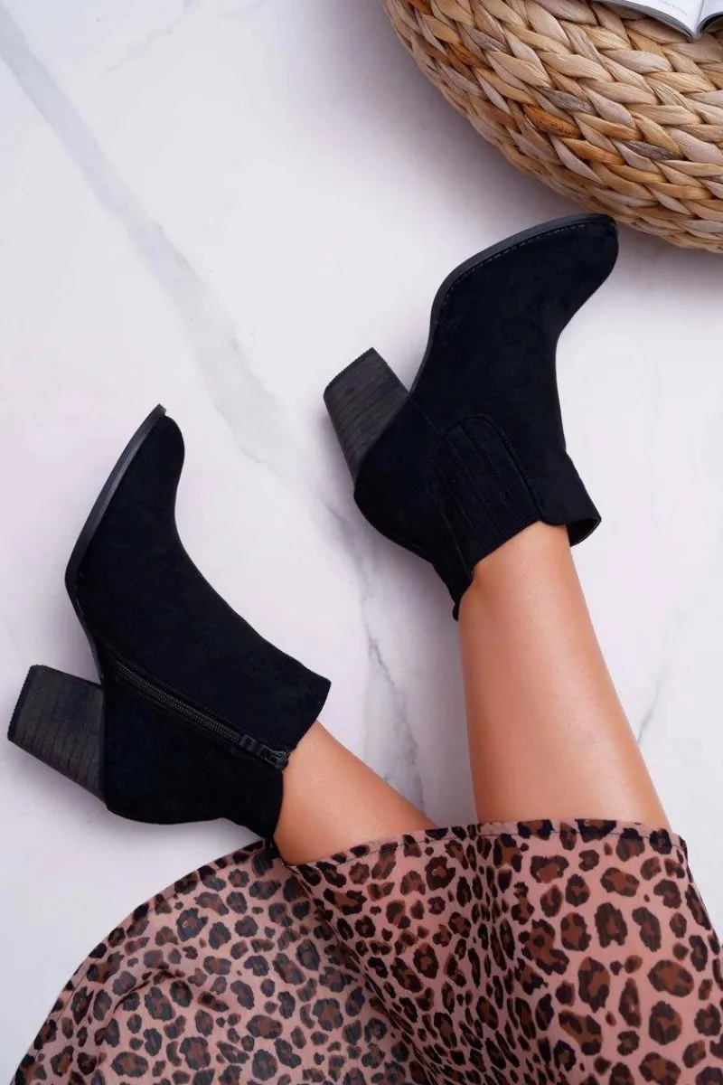 Botki Na Słupku|Botki Zimowe Damskie>Boto Botki Damskie Na Obcasie Zamszowe Czarne Gomen