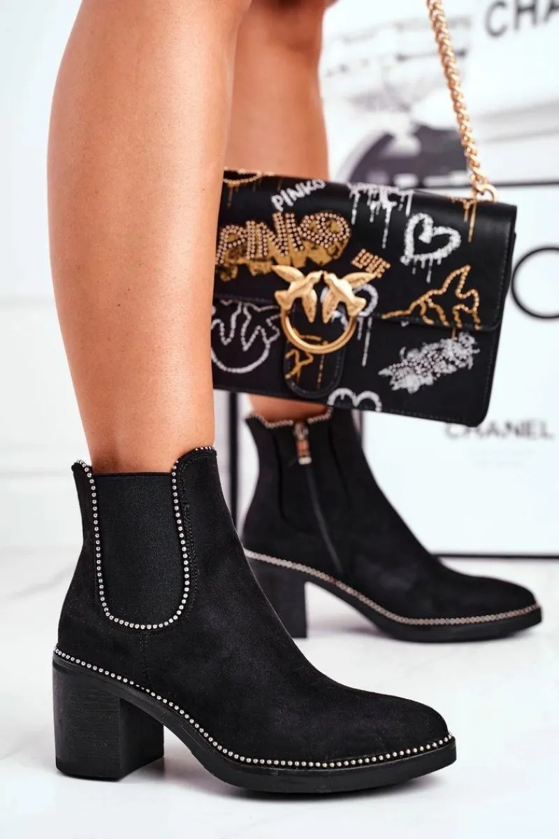 Botki Na Słupku|Czarne Botki>Boto Botki Damskie Na Obcasie Czarne Let Me