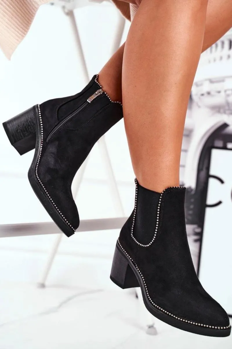 Botki Na Słupku|Czarne Botki>Boto Botki Damskie Na Obcasie Czarne Let Me