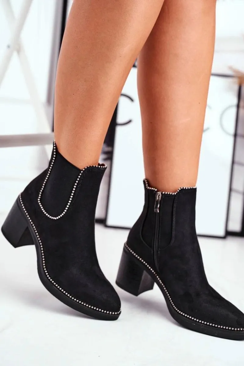 Botki Na Słupku|Czarne Botki>Boto Botki Damskie Na Obcasie Czarne Let Me