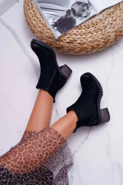 Botki Na Słupku|Botki Zimowe Damskie></noscript>Buty Sergio Leone Botki Damskie Na Obcasie Sergio Leone Czarne BR BT702