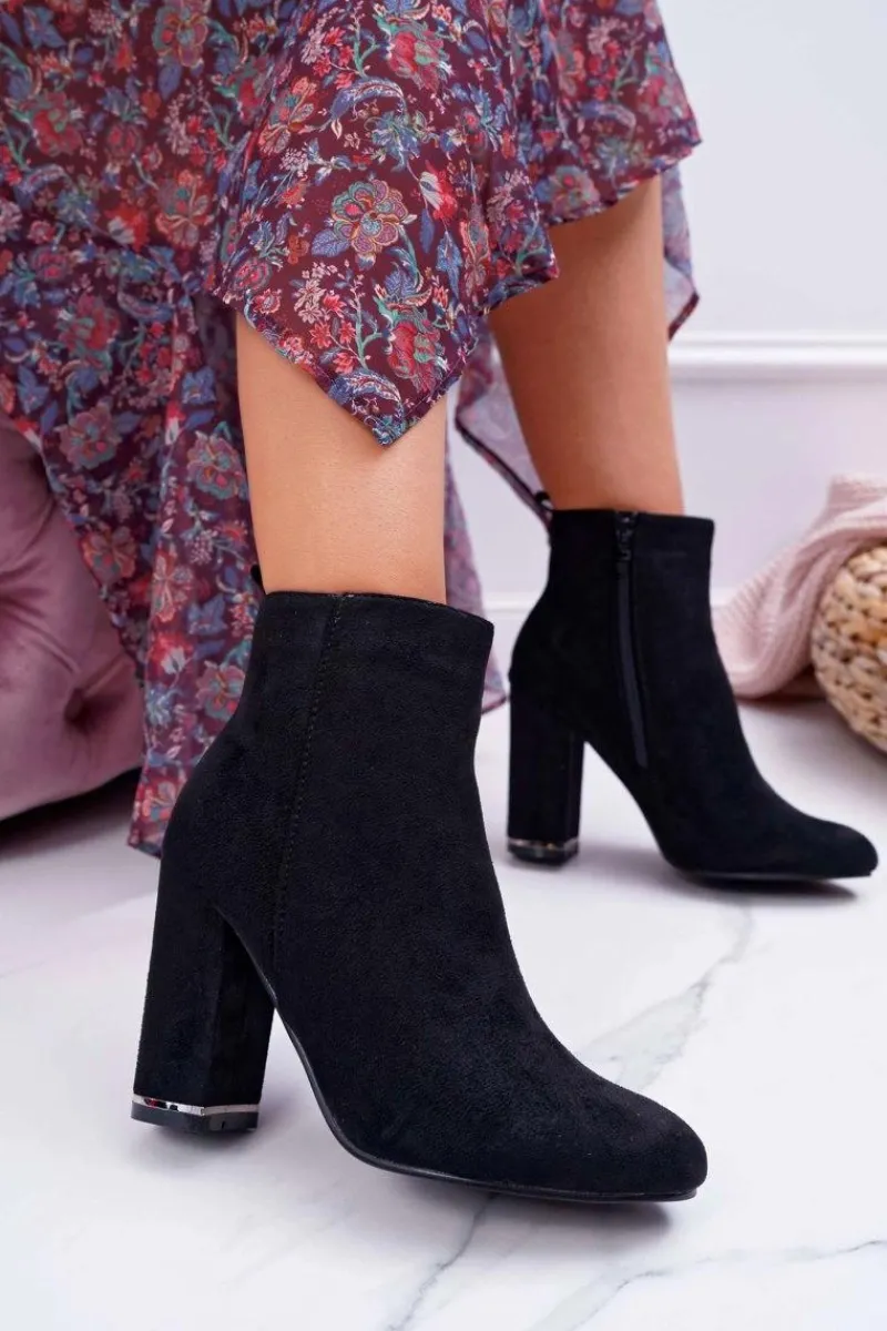 Botki Na Słupku|Botki Zimowe Damskie>Boto Botki Damskie Na Obcasie Czarne Sadie