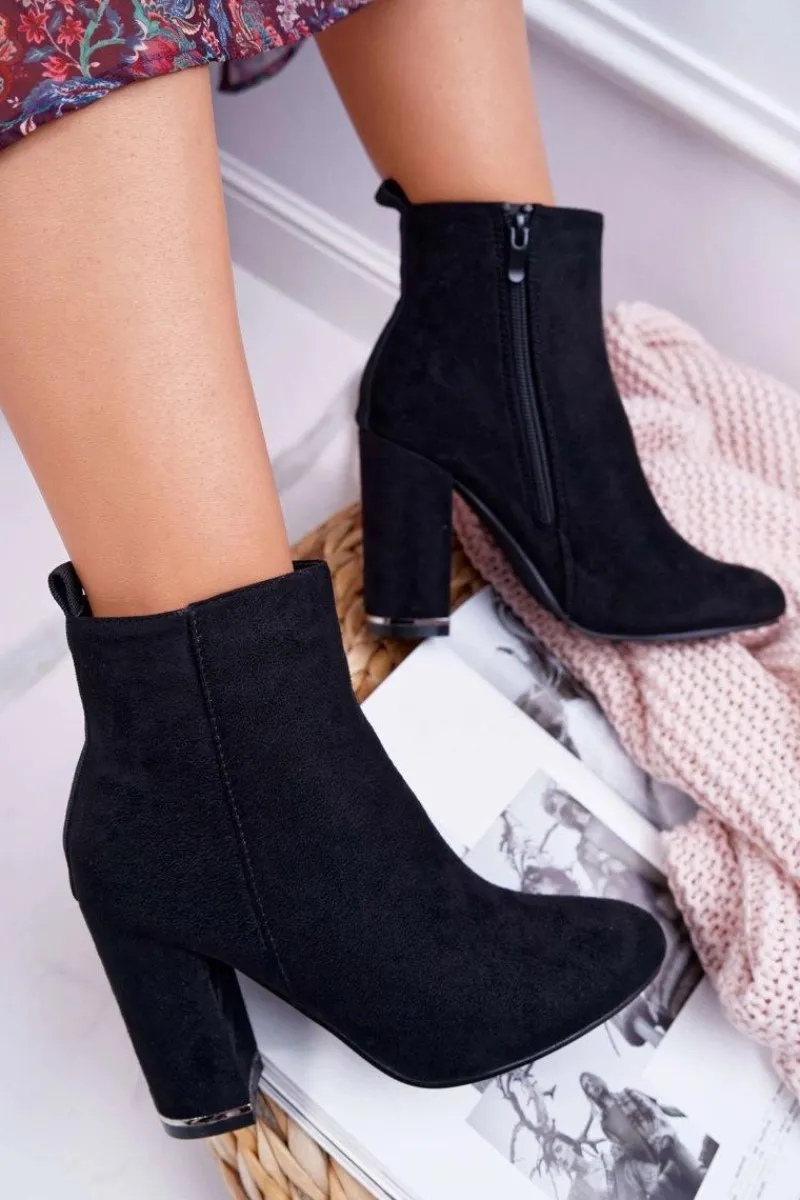 Botki Na Słupku|Botki Zimowe Damskie>Boto Botki Damskie Na Obcasie Czarne Sadie