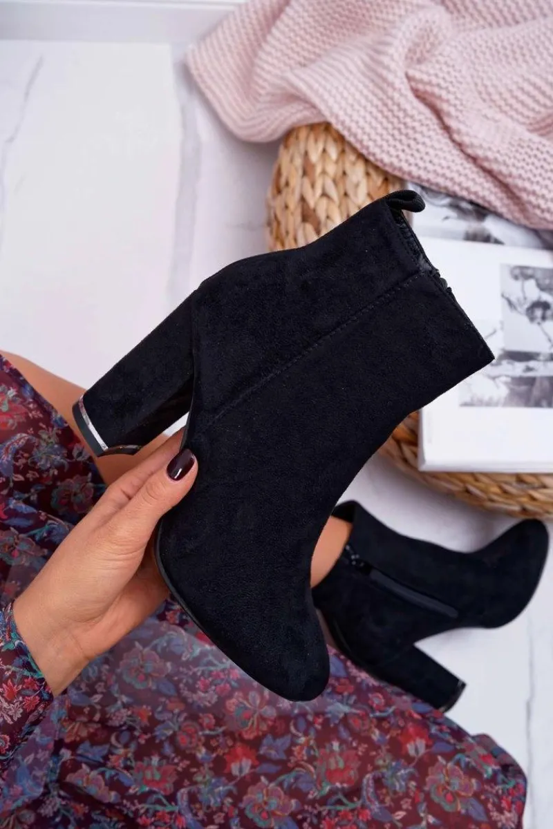 Botki Na Słupku|Botki Zimowe Damskie>Boto Botki Damskie Na Obcasie Czarne Sadie