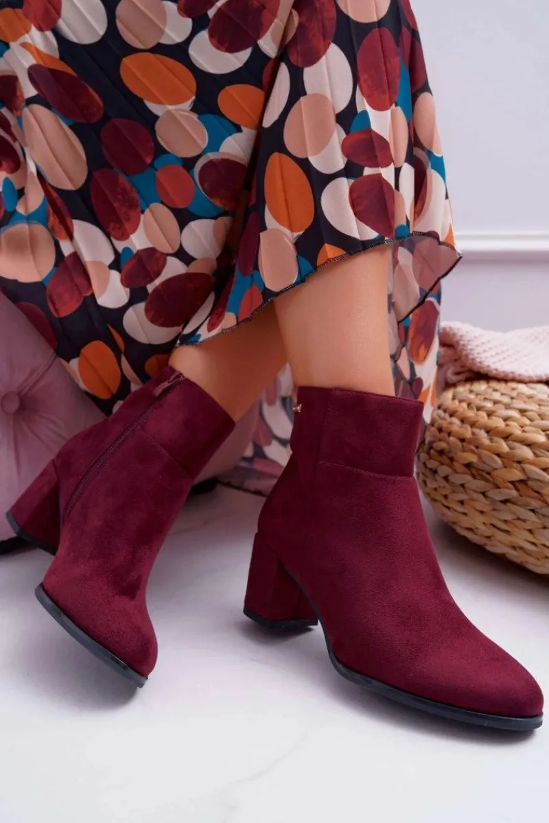 Botki Na Słupku|Botki Zimowe Damskie>Buty Sergio Leone Botki Damskie Na Obcasie Sergio Leone Bordowe BT522