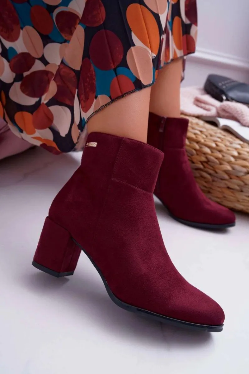 Botki Na Słupku|Botki Zimowe Damskie>Buty Sergio Leone Botki Damskie Na Obcasie Sergio Leone Bordowe BT522