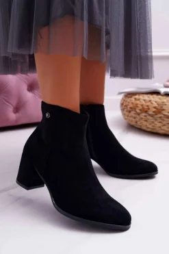 Botki Na Słupku|Botki Zimowe Damskie>Buty Sergio Leone Botki Damskie Na Obcasie Sergio Leone Czarne BT520