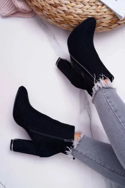 Sale Botki Damskie Na Obcasie Czarne Domeno Damskie Botki Na Słupku|Botki Zimowe Damskie