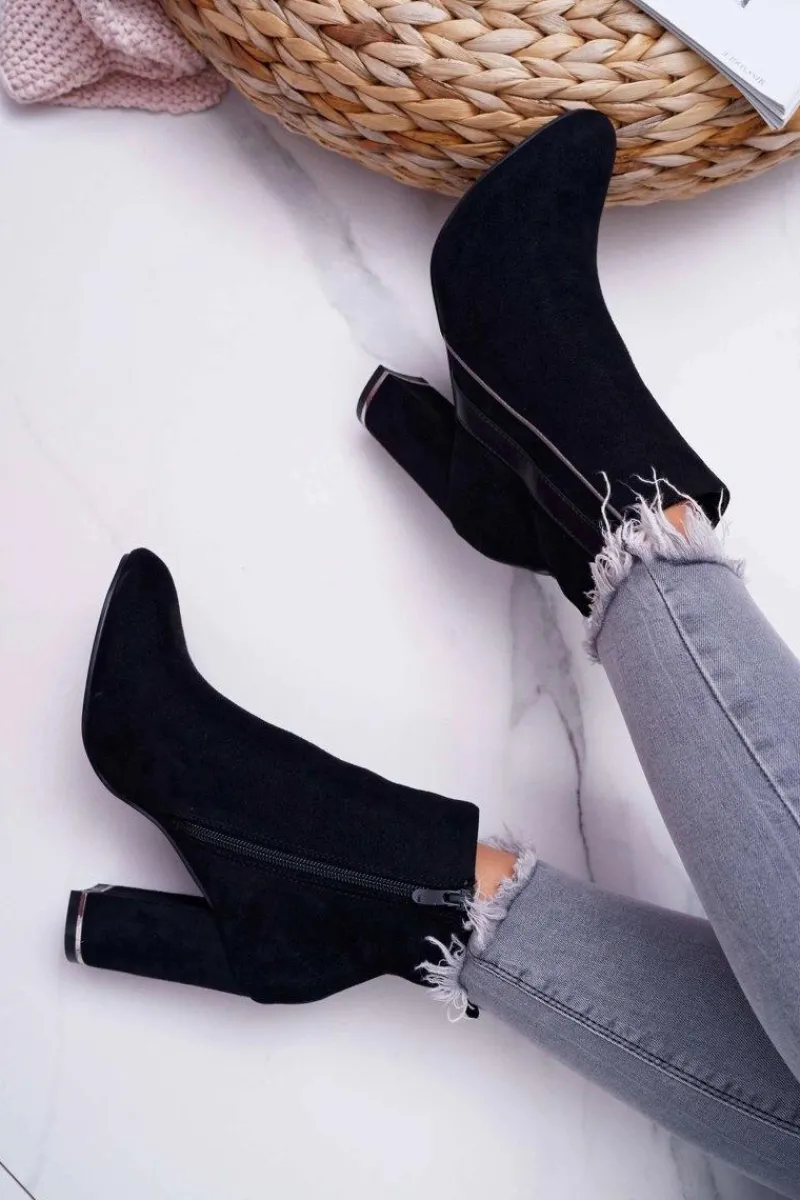 Sale Botki Damskie Na Obcasie Czarne Domeno Damskie Botki Na Słupku|Botki Zimowe Damskie