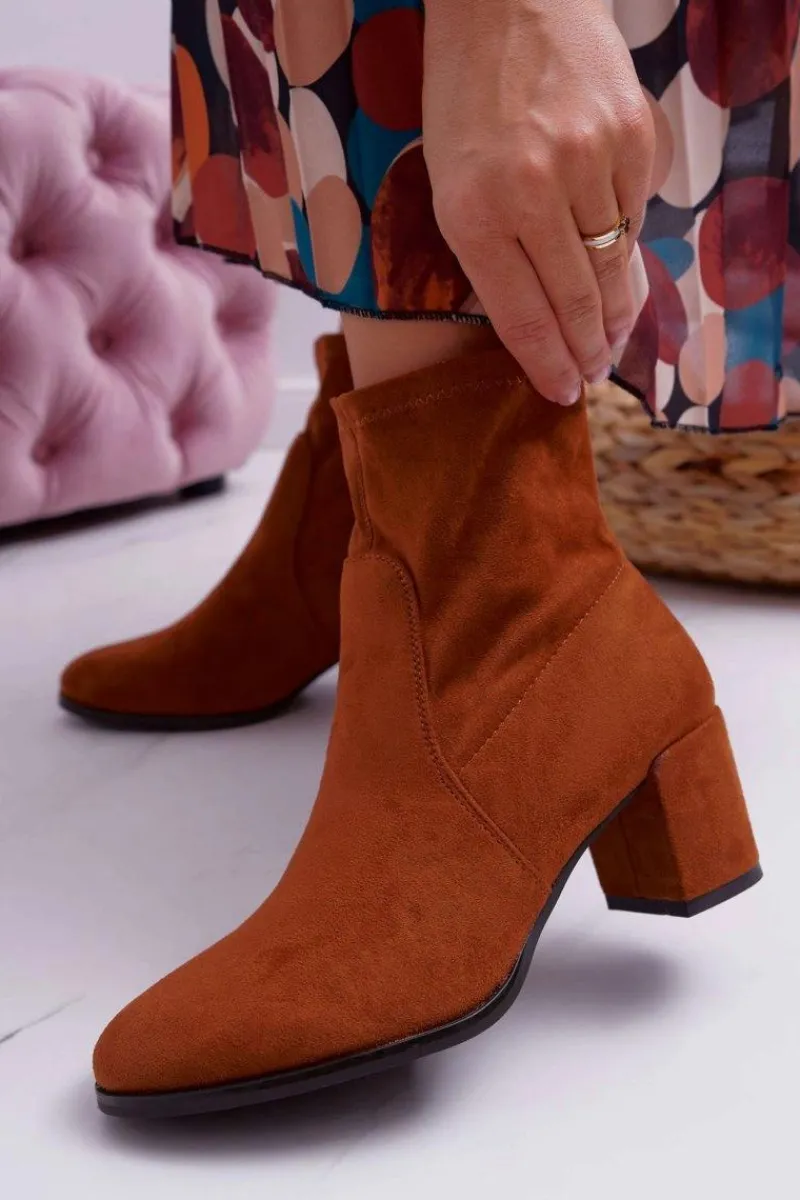 Botki Na Słupku|Brązowe I Beżowe Botki>Buty Sergio Leone Botki Damskie Na Obcasie Sergio Leone Wsuwane Camel LikeStar