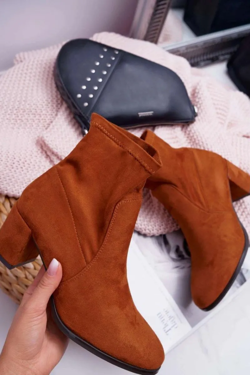 Botki Na Słupku|Brązowe I Beżowe Botki>Buty Sergio Leone Botki Damskie Na Obcasie Sergio Leone Wsuwane Camel LikeStar