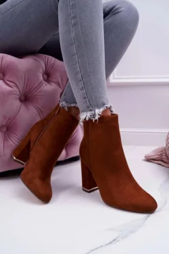 New Boto Botki Damskie Na Obcasie Camel Sadie