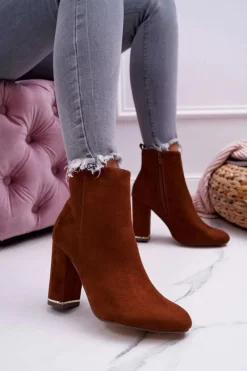 New Boto Botki Damskie Na Obcasie Camel Sadie