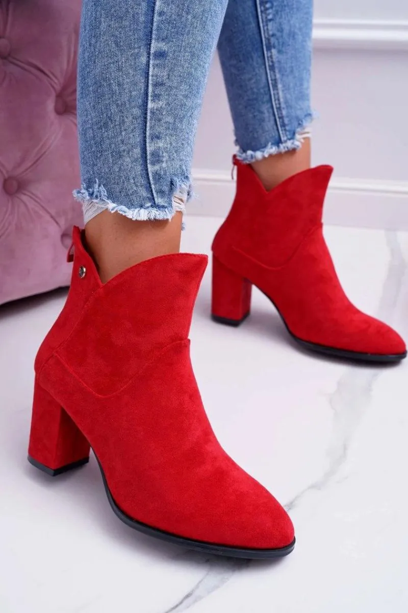 Botki Na Słupku|Botki Zimowe Damskie>Buty Sergio Leone Botki Damskie Na Obcasie Sergio Leone Czerwone BT525