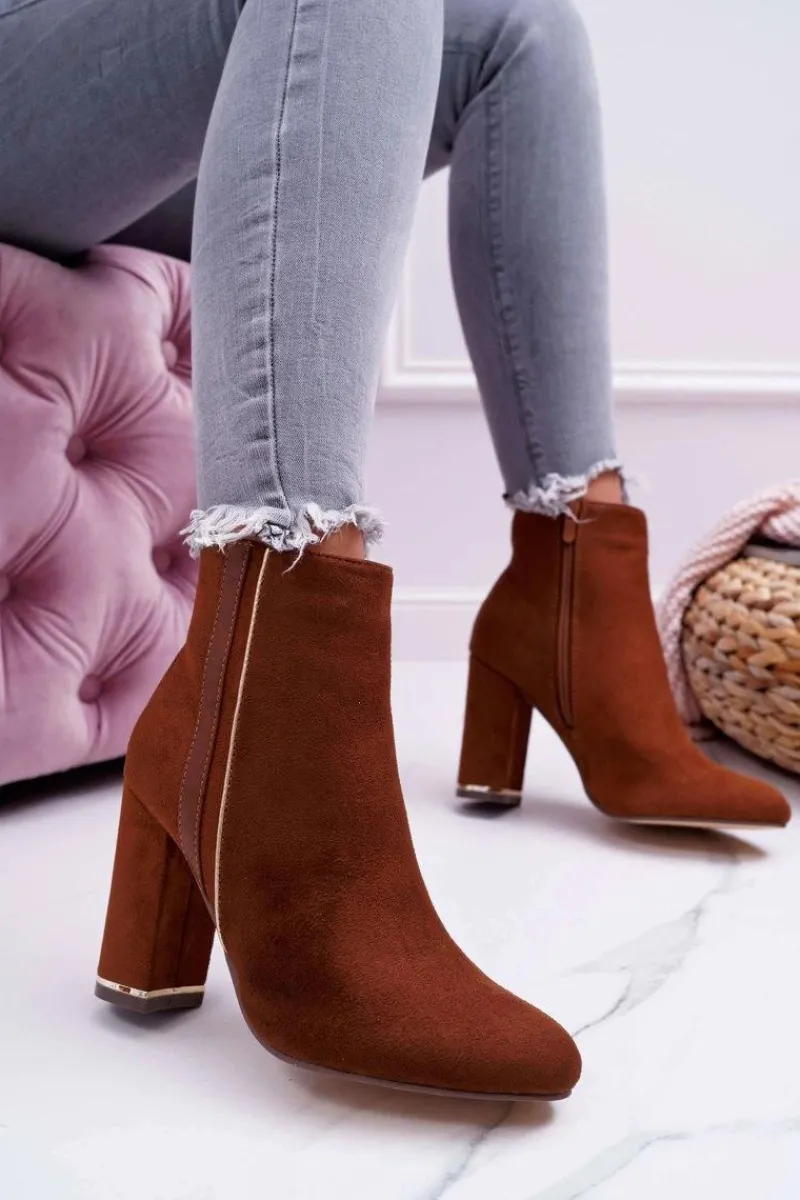 Botki Na Słupku|Botki Zimowe Damskie>Boto Botki Damskie Na Obcasie Camel Domeno