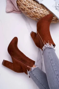 Botki Na Słupku|Botki Zimowe Damskie>Boto Botki Damskie Na Obcasie Camel Domeno