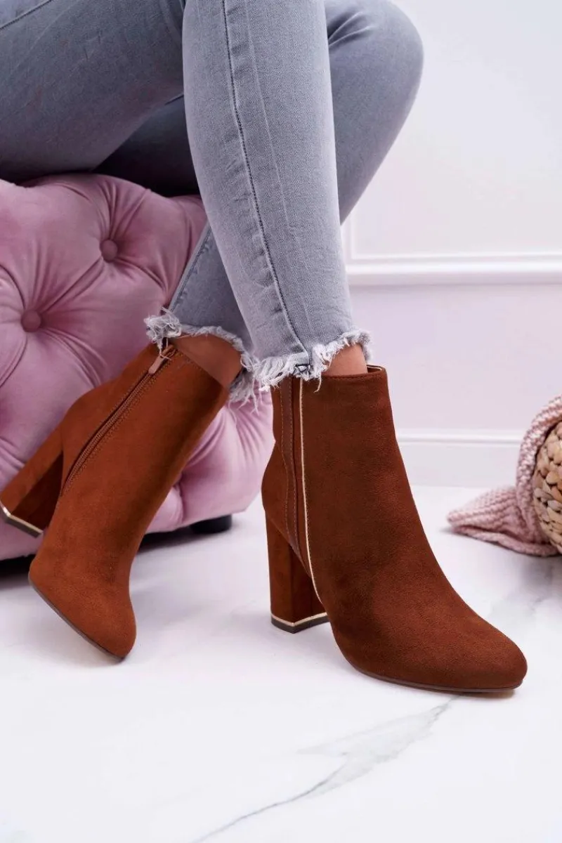 Botki Na Słupku|Botki Zimowe Damskie>Boto Botki Damskie Na Obcasie Camel Domeno