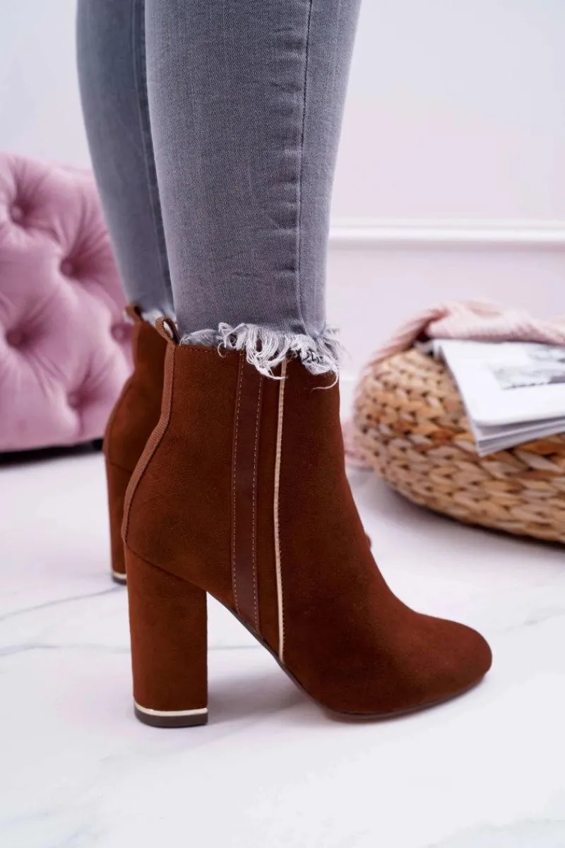 Botki Na Słupku|Botki Zimowe Damskie>Boto Botki Damskie Na Obcasie Camel Domeno