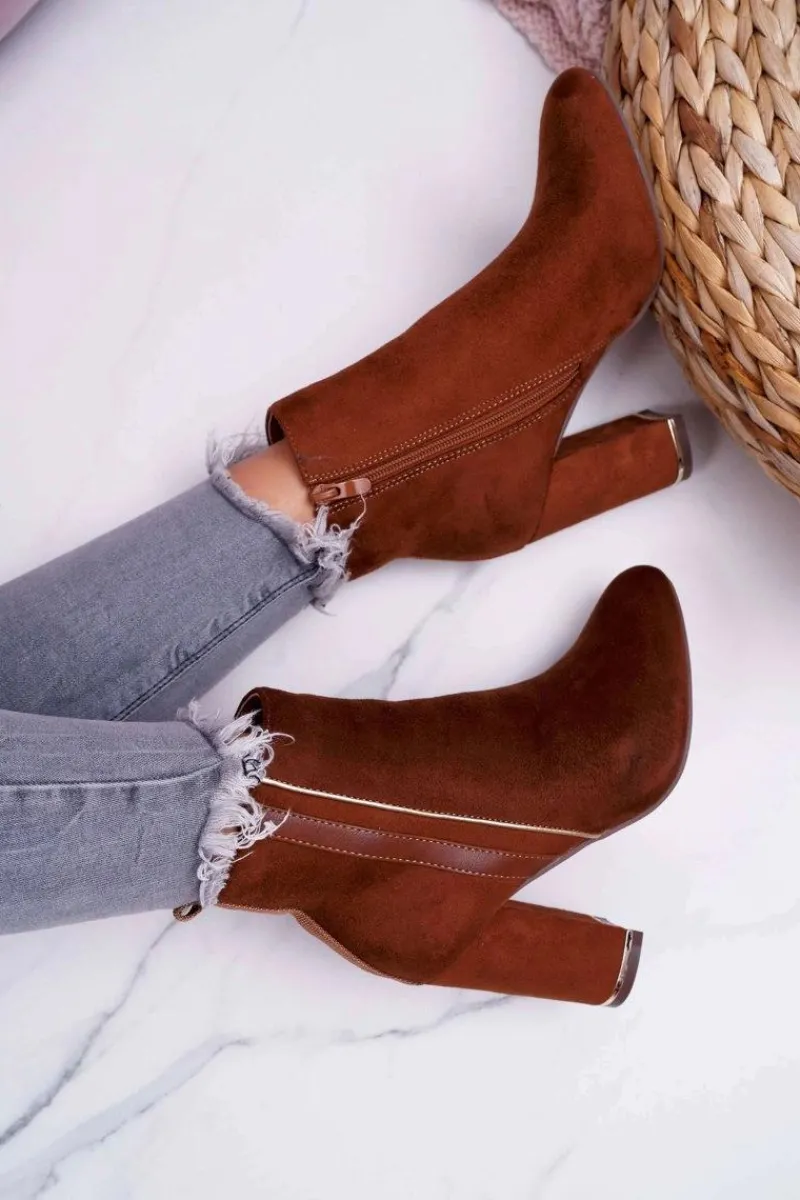 Botki Na Słupku|Botki Zimowe Damskie>Boto Botki Damskie Na Obcasie Camel Domeno