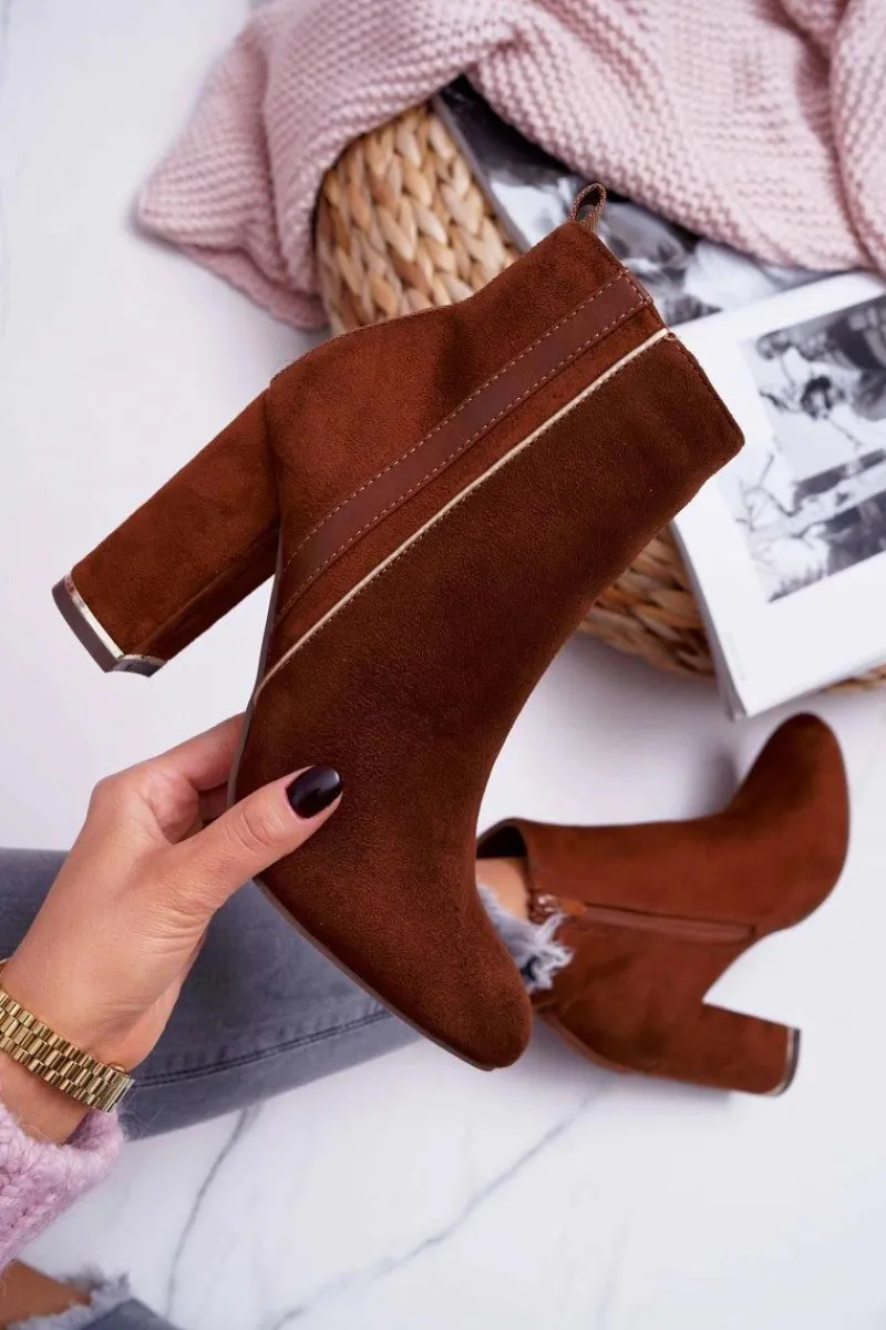 Botki Na Słupku|Botki Zimowe Damskie>Boto Botki Damskie Na Obcasie Camel Domeno