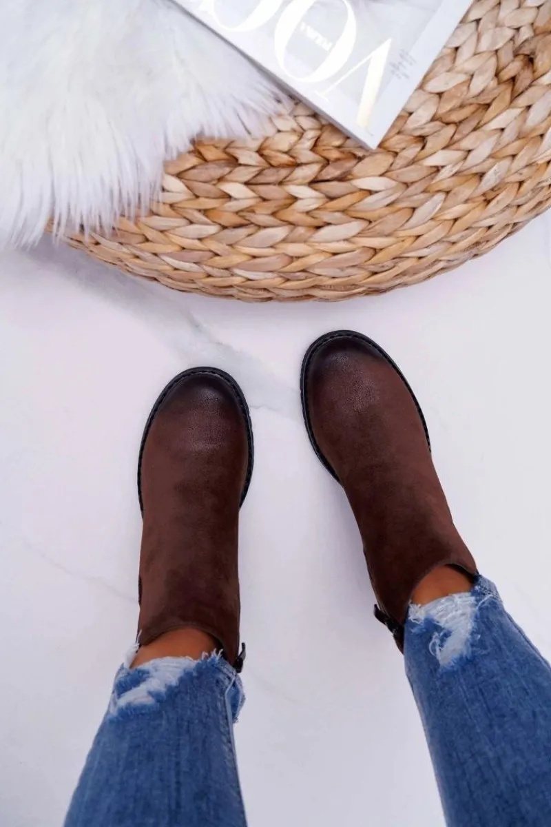 Outlet Buty Sergio Leone Botki Damskie Na Obcasie Sergio Leone Brązowe BT702