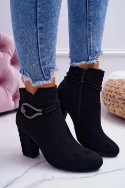 Botki Na Słupku|Botki Zimowe Damskie>Damskie buty S.Barski Botki Damskie Na Obcasie Zamszowe Tola S.Barski