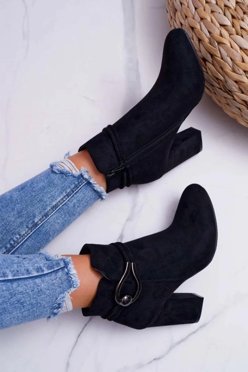 Botki Na Słupku|Botki Zimowe Damskie>Damskie buty S.Barski Botki Damskie Na Obcasie Zamszowe Tola S.Barski