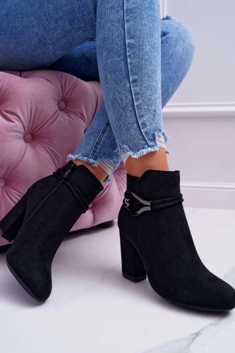 Botki Na Słupku|Botki Zimowe Damskie>Damskie buty S.Barski Botki Damskie Na Obcasie Zamszowe Tola S.Barski